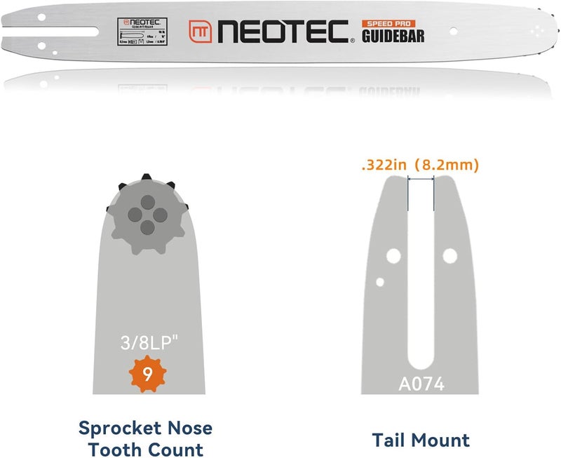 NEO-TEC 16-Inch Replacement Chainsaw Bar and AdvanceCut Chainsaw Chain Combo, 55 Drive Links, 3/8" LP Pitch, .050" Gauge, Low Vibration (160SDEA074) - Image 4